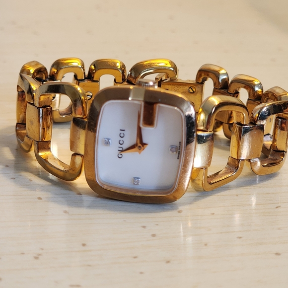 Gucci 3 Diamond Gold Women's Watch 6 " 16 Cm Long - Picture 1 of 16